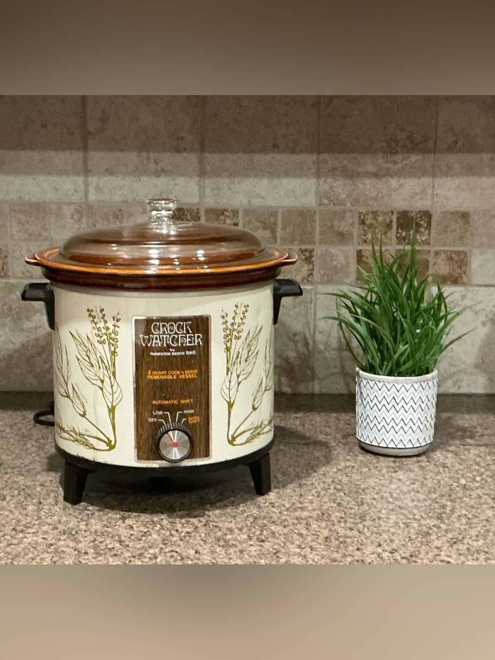 Vintage 70’s Crock Watcher By Hamilton Beach 4 Quart *See Comments about lid